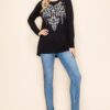 20492L-Top,  LONG SLEEVE SWING FLARE HEM TOP With Rhinestone and Grommets by Vocal - Image 2