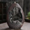 Mountain with House & Bridge Ceramic Backflow Incense Holder Waterfall Incense Burner, Reflux Burner, Handmade Ceramic, Home Décor for Meditation, Mini-Zen Experience Size: 22*10*31 cm - Image 6