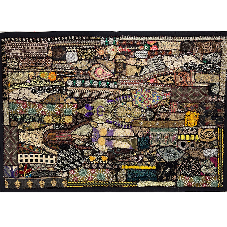 VPT-A09 Handmade Vintage Patchwork Abstract Tapestry Bohemian style Heavy Embroidered Ethnic Hippie Indian Wall décor Art Wall hanging 40 x 60 Inches