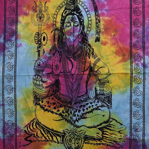 Lord Shiva Tie dye Poster Wall Hanging Handmade Cotton Tapestry 40"x30" inch