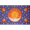 Sun Moon Star Horizontal Hang Blue Base Wall Hanging Handmade Cotton Tapestry 84" x 54" inch VTrendz