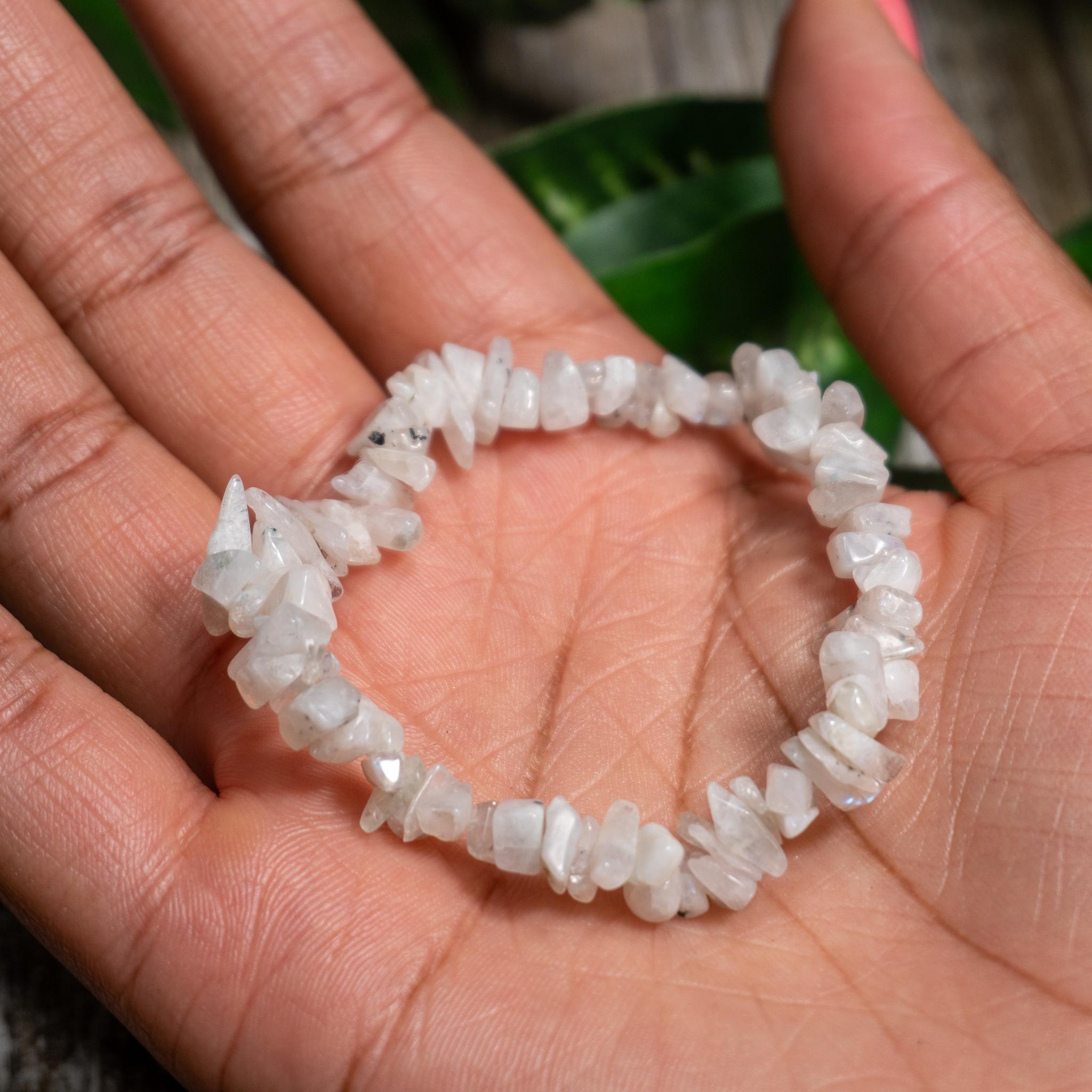 Rainbow moonstone Stone Chips Bracelet Natural Stones