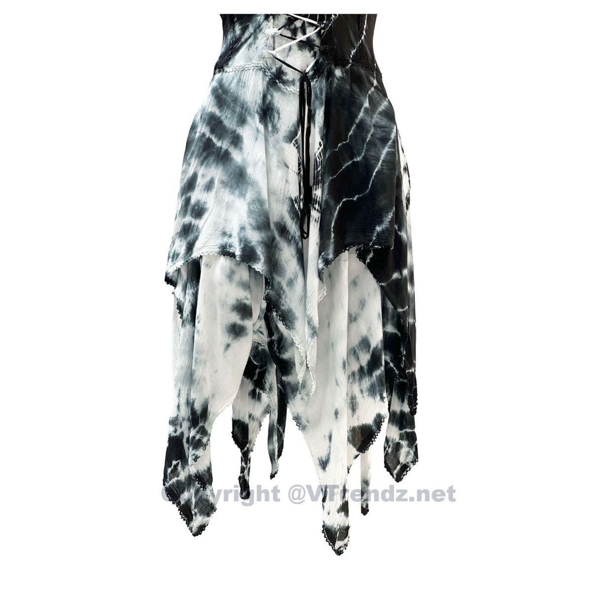 2 Layer Tie Dye Handkerchief Dress with Front Corset & Adjustable Straps - Image 22