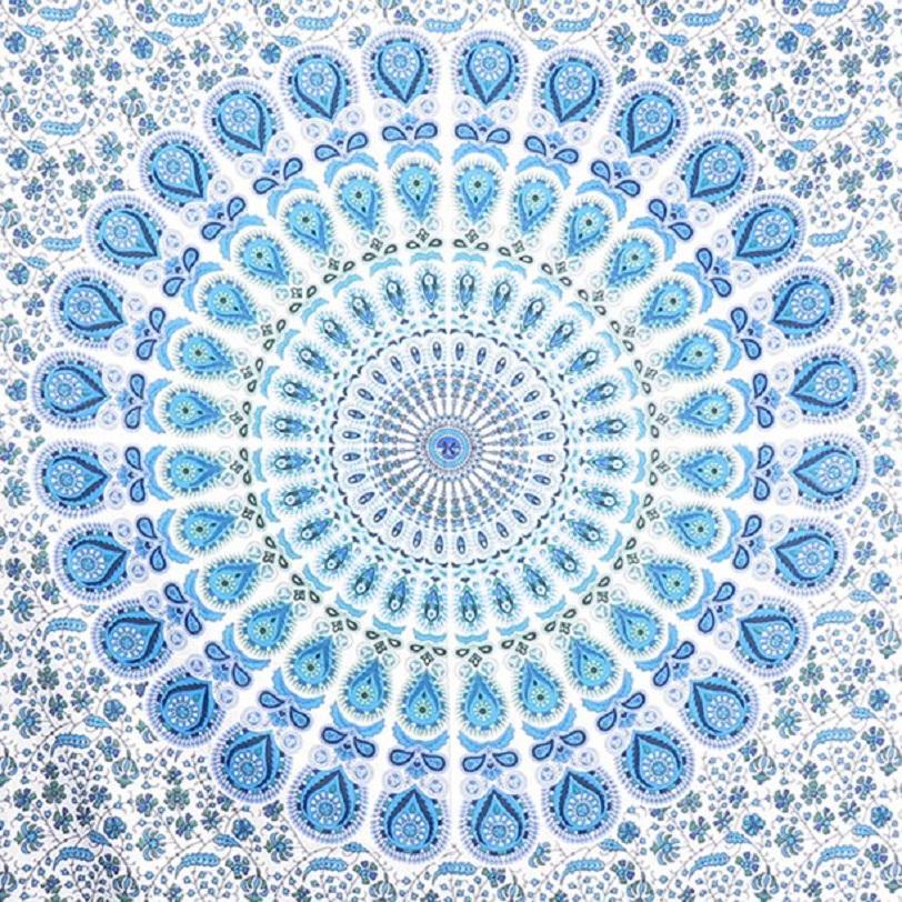 Mandala Mirchi Kali Turquoise Wall Hanging Handmade Cotton Tapestry 84"x54" inch - Image 2