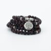 Red Tiger Eye 108 Meditation Mala Beads Natural Stone, OM Charm - Image 2