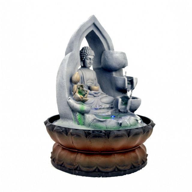 Buddha Lotus Tabletop Fountain with LED Light Antique Resin Tabletop Waterfall Fountain 21cm*21cm*28 cm - Image 3