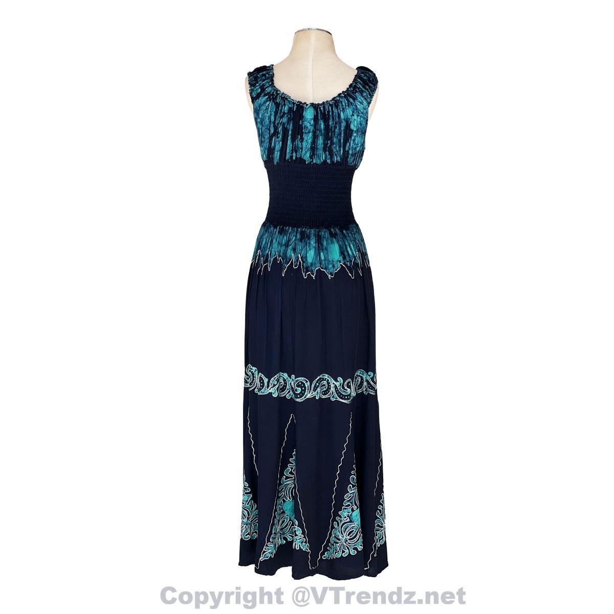 Long 8-Kali Embroidered Maxi Dress with Stretch Sleeves - Image 8
