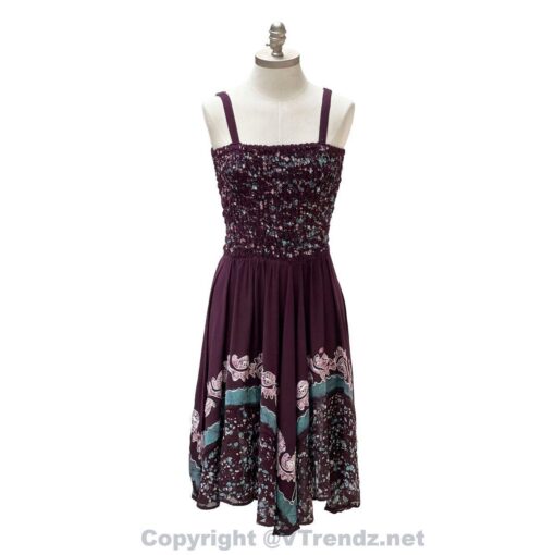 Batik Printed Ruffle Top Sundress with Georgette Lace Hem