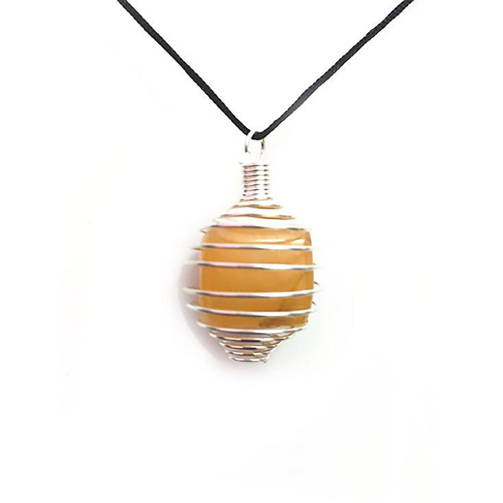 Cage with Yellow Aventurine Pendant Necklace Natural Crystals For Energy Balancing, Meditation, Reiki, Healing Approx. 2cm Pendant