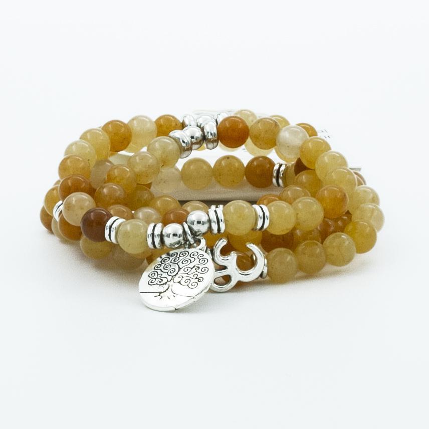 Citrine 108 Beads Mala Meditation or Prayer 108 Natural Stone Beads Mala/Necklace/Bracelet for Positivity, Energy Balancing
