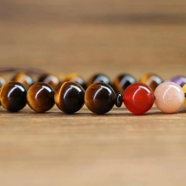 Tiger Eye 7-Chakra Adjustable Macrame Bracelet: Primal Courage & Total Alignment - Image 4