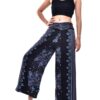 Black Peacock Feather Open Leg Thai Palazzo Pants VTrendz