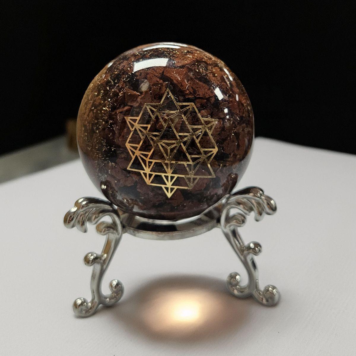 Mahogany Obsidian Orgone Sphere – Artifact of Strength & Psychic Shielding – 2"