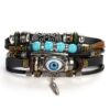 Evil Eye Feather Hanging Leather Bracelet Sets Unisex / Men Jewelry Vintage Classic Retro Bracelets