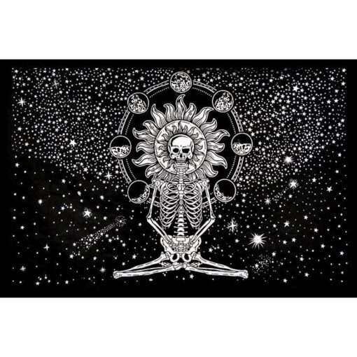 Skull Yoga  Wall Hanging Handmade Cotton Tapestry 84" x 54" inch