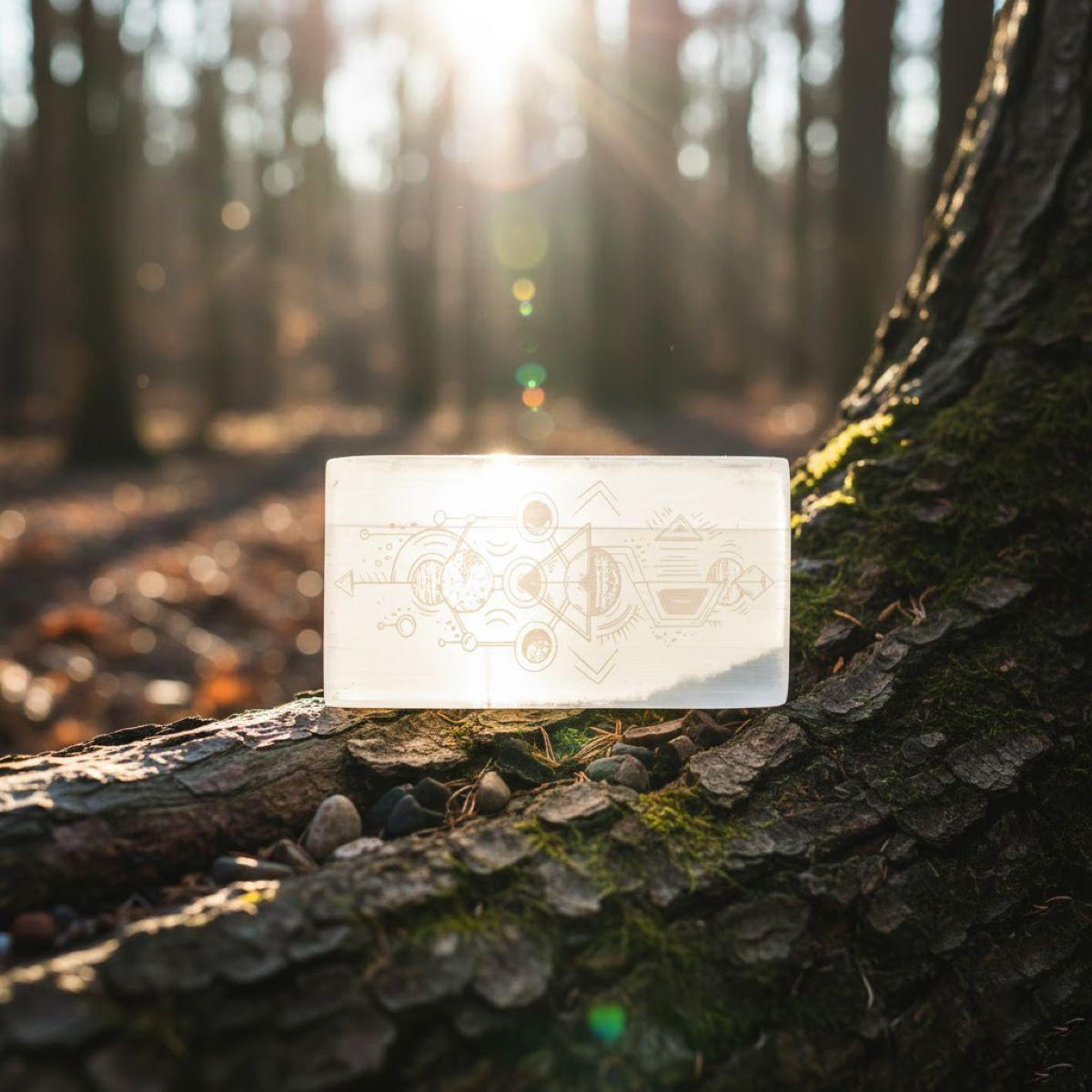 Selenite Engraved Charging Plate: Solar System & Cosmic Alignment (8 Inch) - Image 6