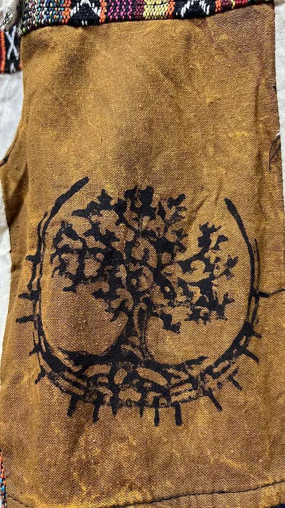 Brown Mushroom Patchwork Open Bottom Boho Pants - Image 4