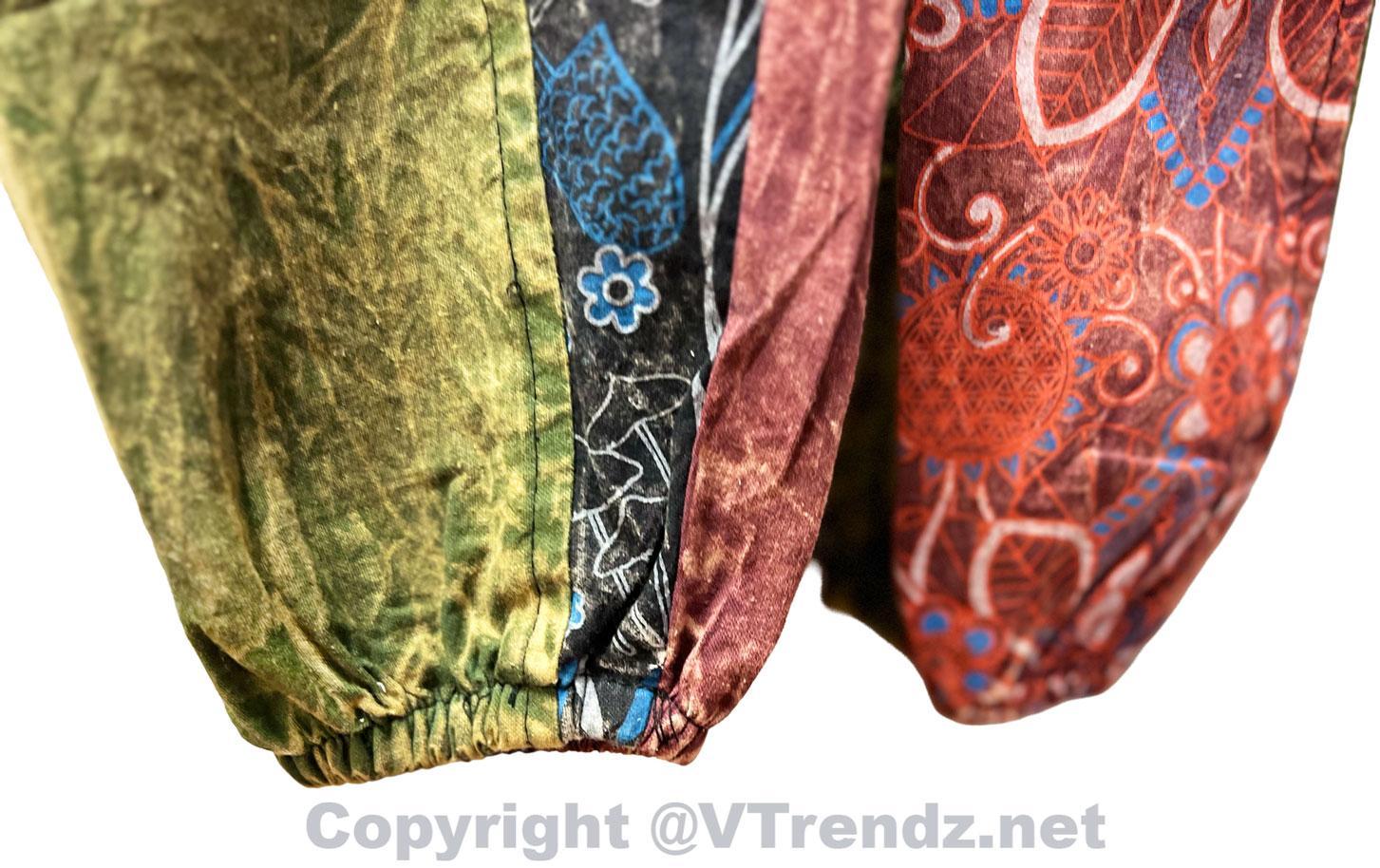 Multicolor Mandala Design Patchwork Cotton Overalls With Elastic Ankle S-XXL - Image 4