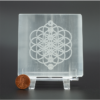 Selenite Engraved Charging Plate Coaster for Crystal Cleansing & Manifestation 3x3 Inch VTrendz