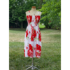 Flower Printed Straight Hem White Base Summer Dress One Size Fits Most, Beach Wear, Casual Hibiscus Flower Printed Adjustable Sundress - Image 5