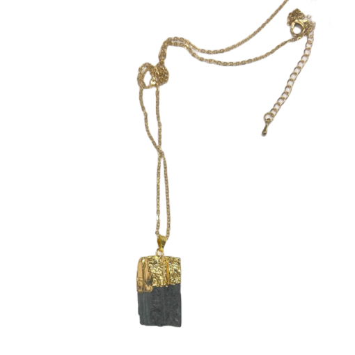 Raw Black Tourmaline Pendant Necklace for Relaxation, Positivity, and Balancing Energy