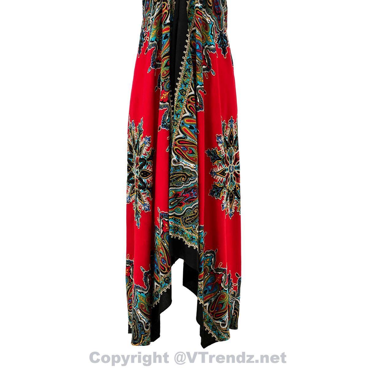 Jamawar Scarf Dress Dori with Halter Neck & Back Ties - Image 3