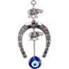 11" Inch Horseshoe with 2 Elephant and Evil Eye Hanging, Handmade VTrendz