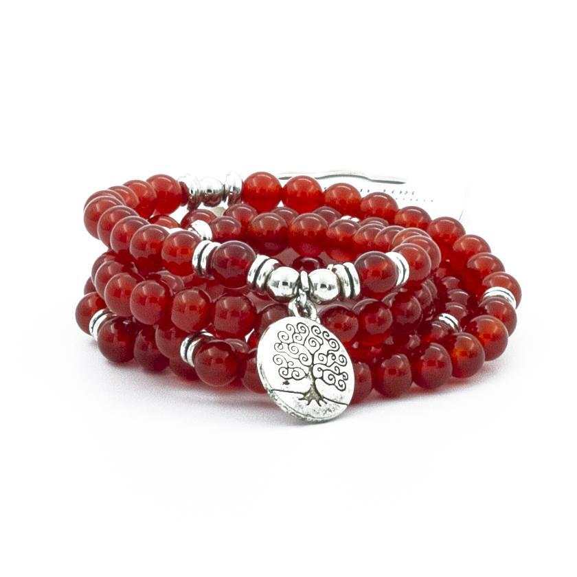 Carnelian 108 Mala 6 & 8mm Beads Natural Stone Bracelet Mala Prayer Beads OM Charm Meditation Necklace - Image 2