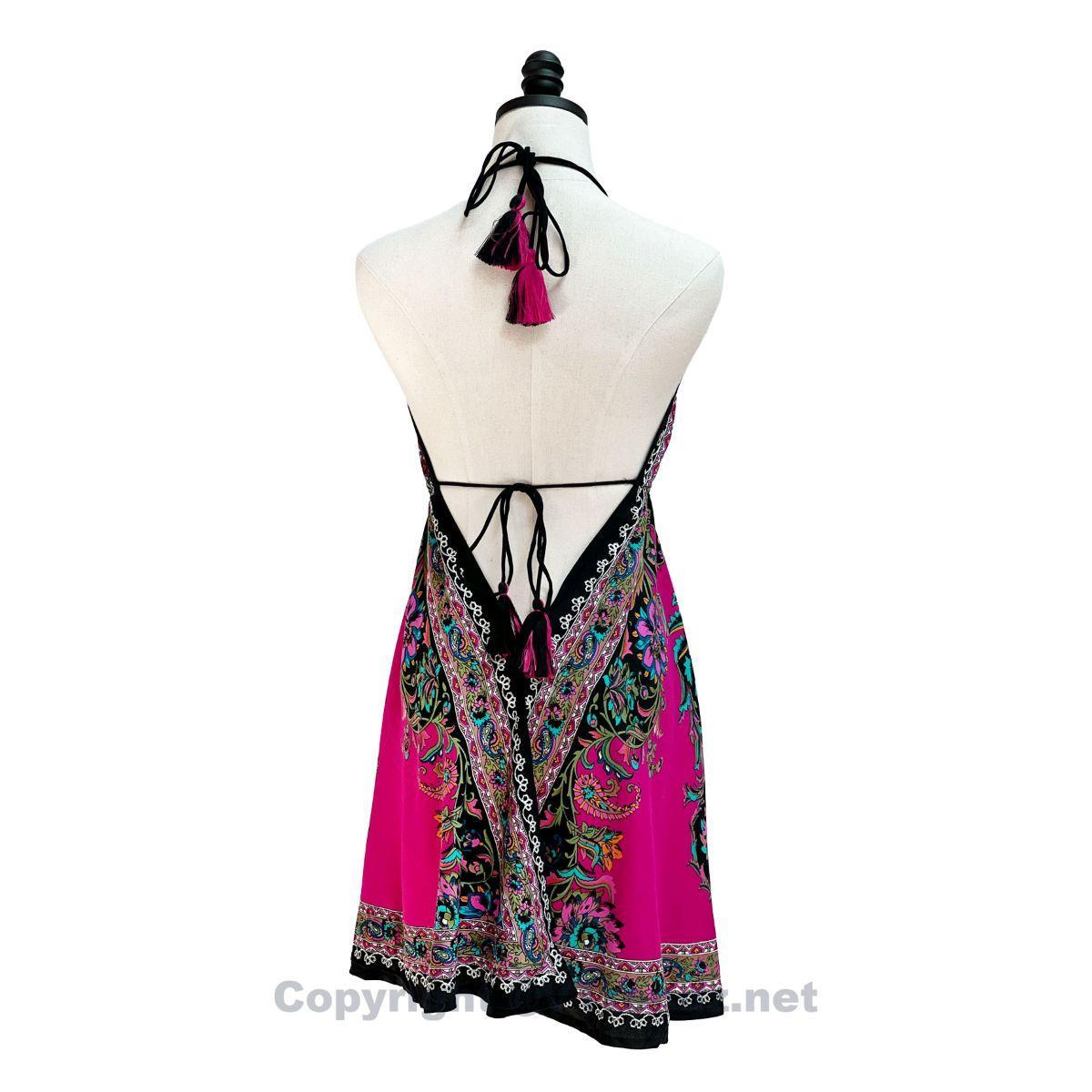 Hand-Printed Jamawar Short Scarf Halter Dress - Image 11