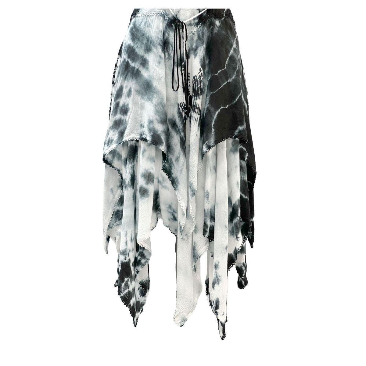 2 Layer Tie Dye Handkerchief Dress with Front Corset & Adjustable Straps - Image 23