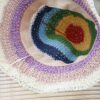 Crochet Hat with Multicolored Stripes, Trendy Summer Fashion Beach Sunshade Handmade Crochet Fisherman Hat Small Brim Foldable Floppy Bucket Straw Hats For Men/women;  Adult One Size Fits Most (22-23 inches), adjustable size - Image 3