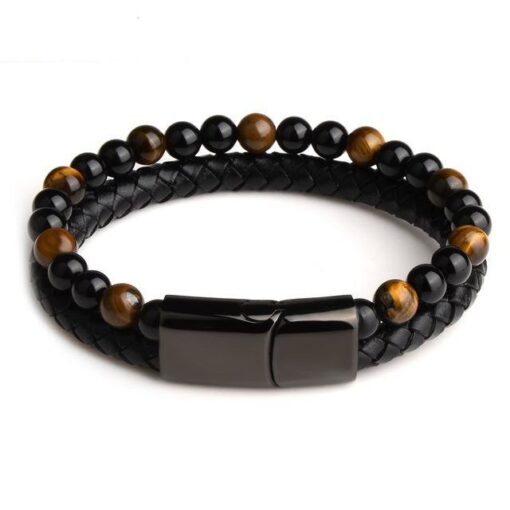 Black Agate & Tiger Eye Double-Layer Bracelet: The Guardian’s Grip & Primal Poise