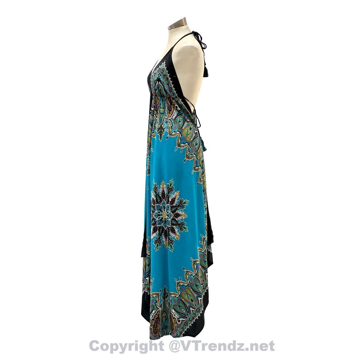 Jamawar Scarf Dress Dori with Halter Neck & Back Ties - Image 53