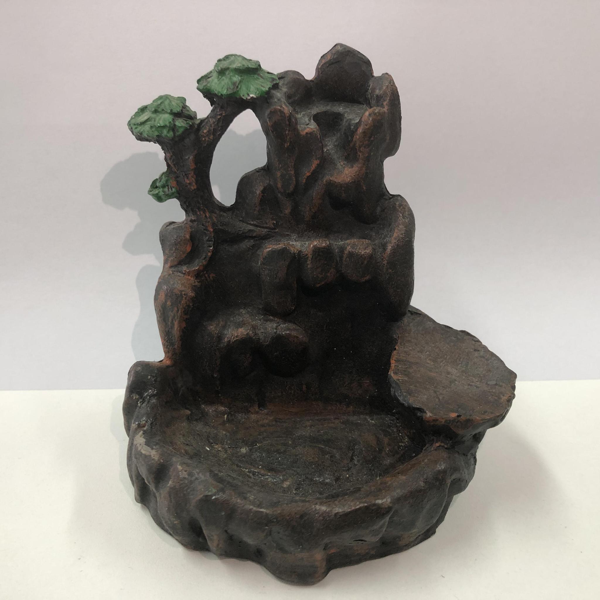 Mini-Rockery Ceramic Backflow Incense Holder Waterfall Incense Burner, Reflux Burner, Handmade Ceramic, Home Décor for Meditation, Mini-Zen Experience Size: 10.5*8.5 cm - Image 2