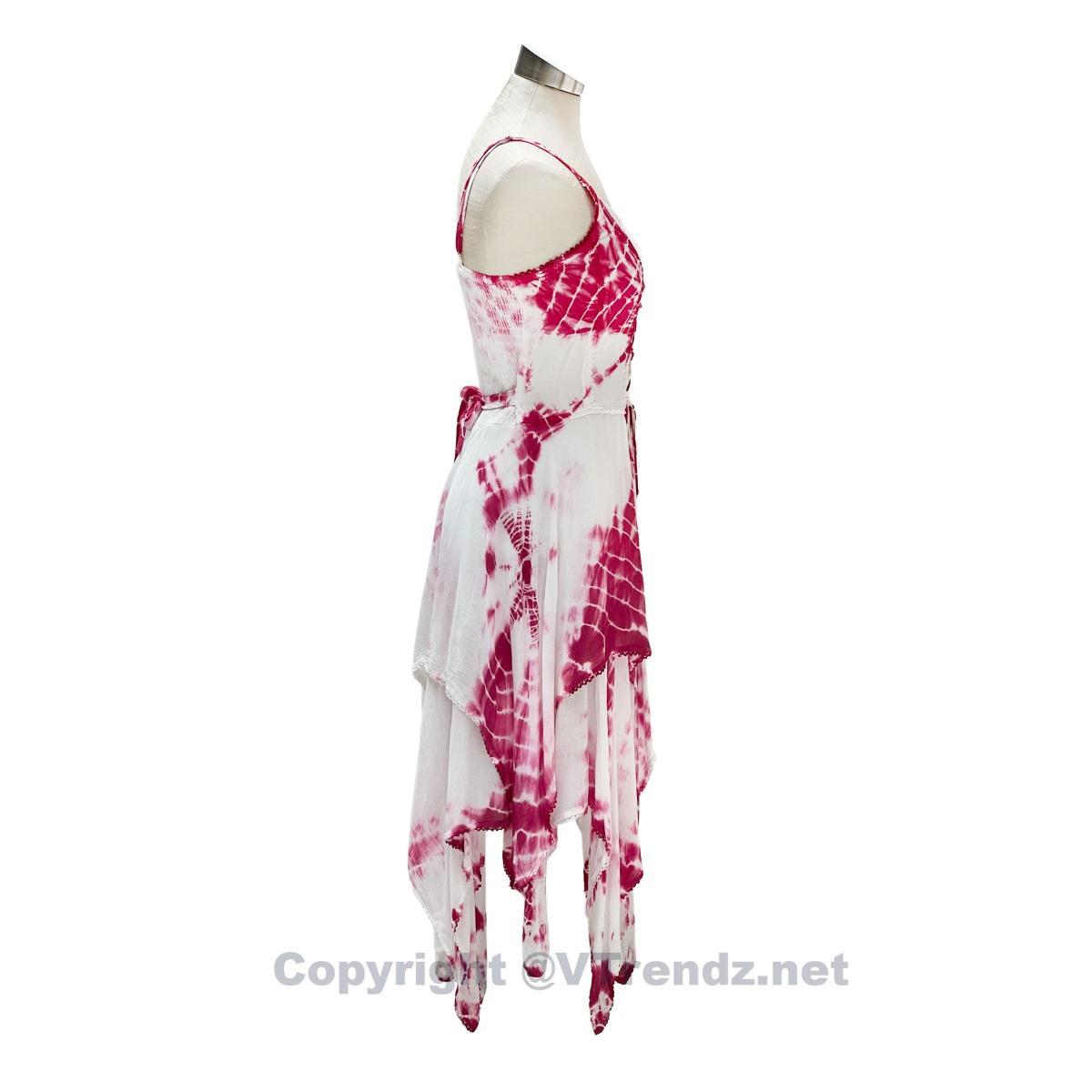 2 Layer Tie Dye Handkerchief Dress with Front Corset & Adjustable Straps - Image 30