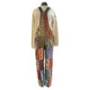 Plain & Striped Patchwork Cotton Overalls With Open Bottom Earth Tones S-XXL VTrendz