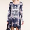 Vocal  Blue- Cream Long Sleeves Tie dye Dress With Rhinestone - Image 3