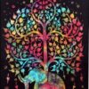 Tree Of Life With Elephant Wall Hanging Handmade Cotton Tapestry 84" x 54" inch - Image 2