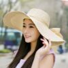 Wide Eaves-brimmed Bucket Foldable Ladies Trendy Summer Straw Woven Panama Sunshade Woven Beach Hat;  Adult One Size Fits Most (22-23 inches), adjustable size - Image 9