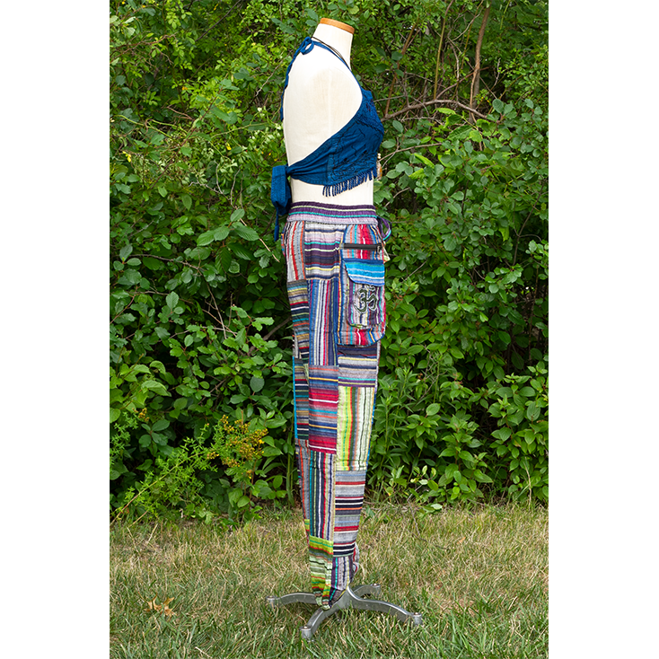 Striped Nepal Boho Harem Patch Pants - Image 4
