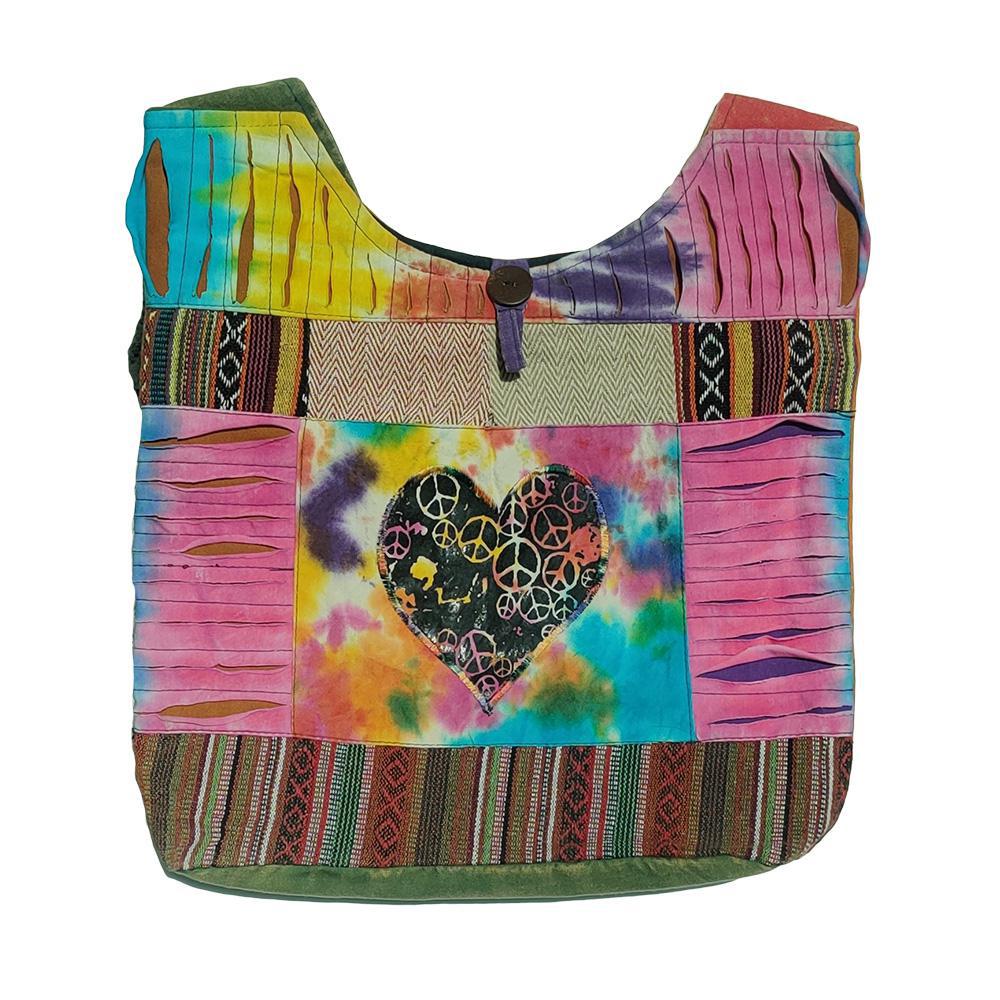 Heart Shaped Peace Signs Boho Hobo Hippie Bag
