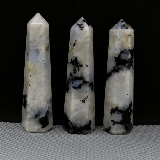 Rainbow Moonstone Obelisk Tower: Jumbo Healing Wand for Spiritual Vision & Ethereal Balance