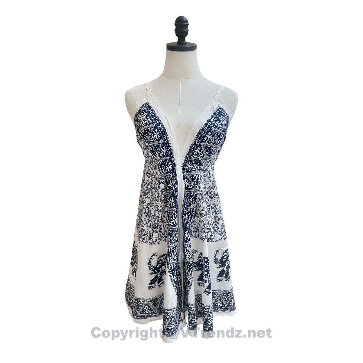 Batik Printed Short Scarf Dress with Adjustable Straps and Stretchable Back - Image 18