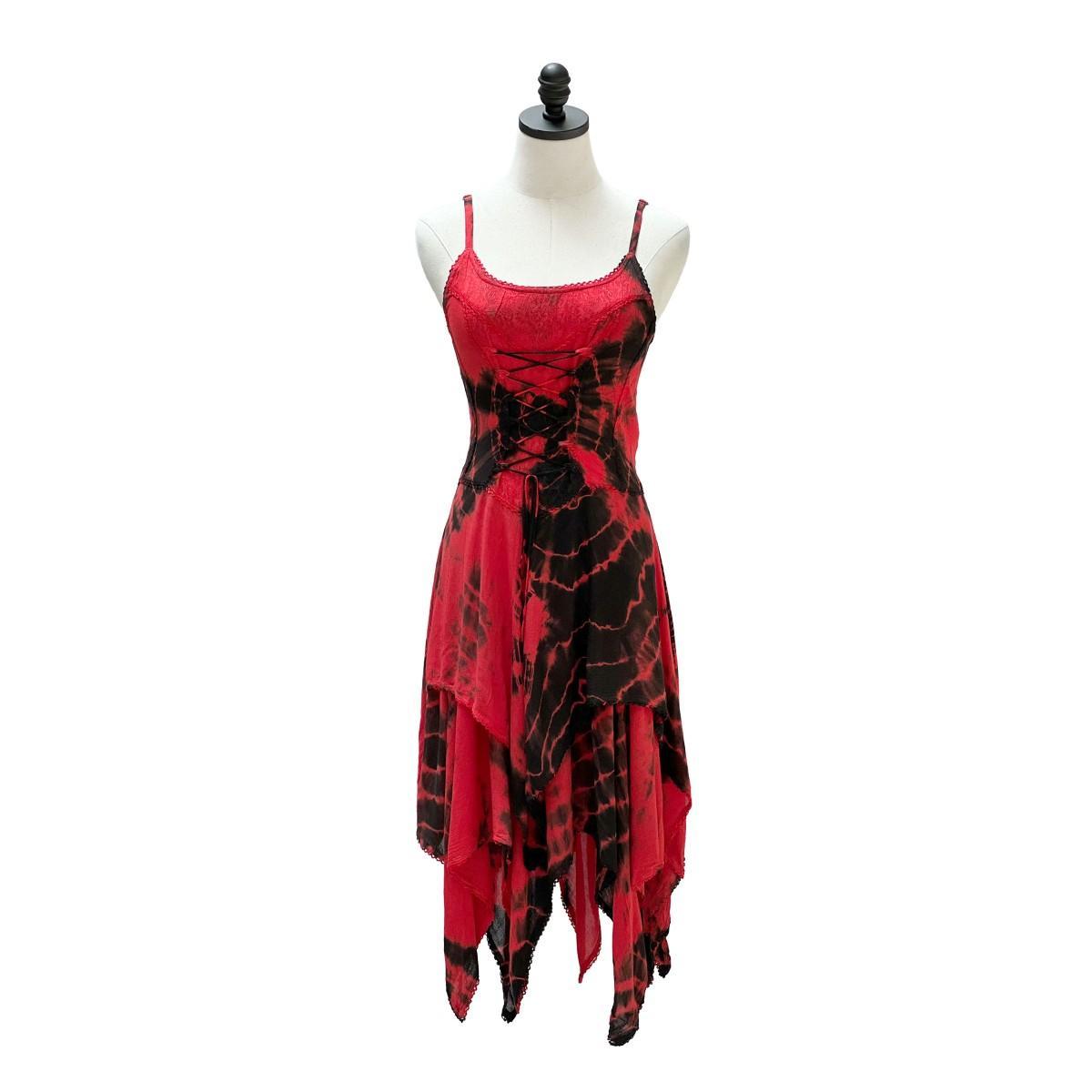 2 Layer Tie Dye Handkerchief Dress with Front Corset & Adjustable Straps - Image 33