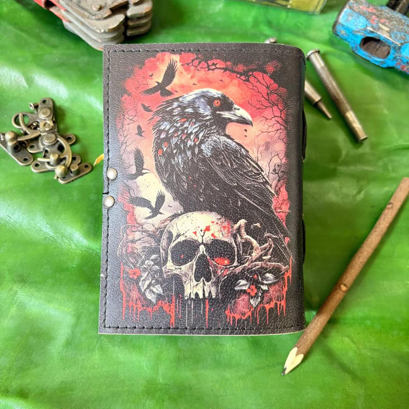 Midnight Raven & Skull Leather Journal | Grimoire of Shadow and Sight - Image 7