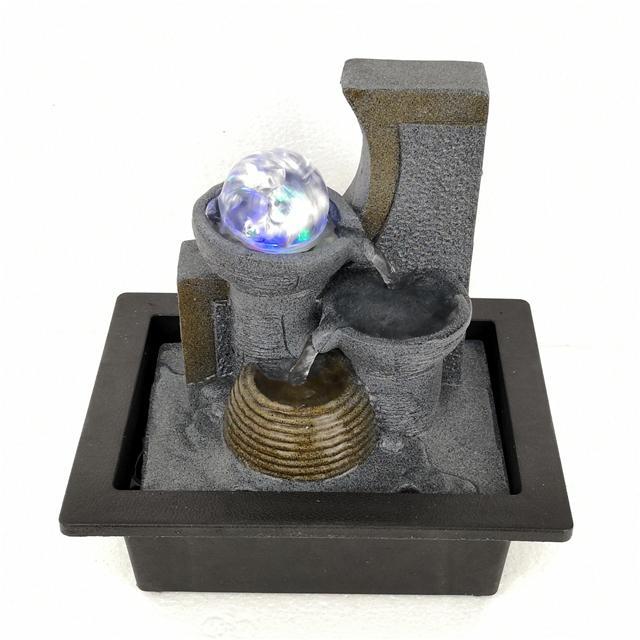 Sacred Prism 3-Tier Water-Basket Crystal Antique Resin Fountain 23x17.5x28cm