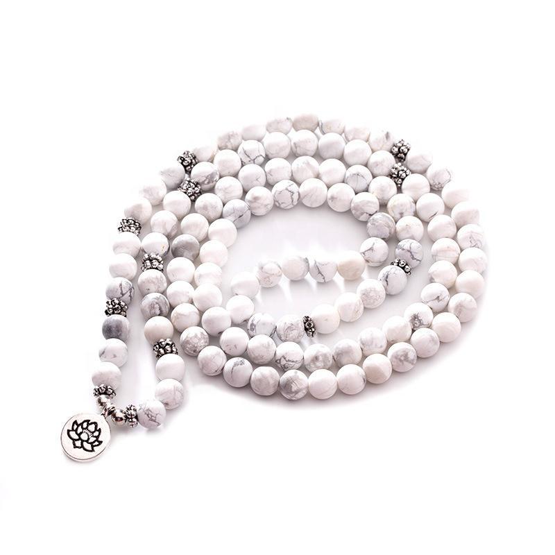White Turquoise 108 Rosary 6 & 8mm Stone Beads Necklace / Bracelet Natural Stone - Image 3