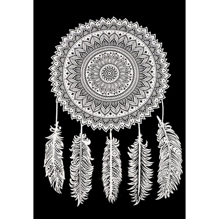Dream Catcher 5-Feathers Full Circle Wall Hanging Handmade Cotton Tapestry 84"x54" inch - Image 6