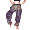 Brown & Grey Floral Mandala Drawstring Thai Harem Pants VTrendz