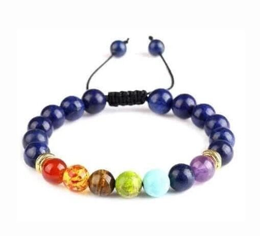 Lapis Lazuli 7-Chakra Adjustable Macrame Bracelet: Sovereign Truth & Kinetic Alignment